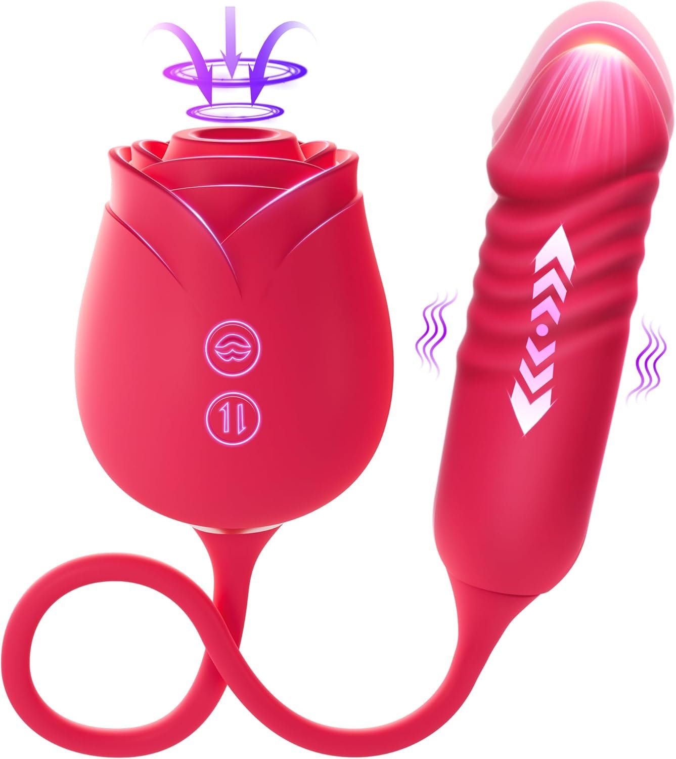 Consolador Vibrador - Rose, Juguete Sexual Con Vibradores De Punto G Y 10 Modos De Succión Para Estimulación Del Clítoris Y Pezones, Consoladores Anales De Doble Punta, Juguetes Sexuales